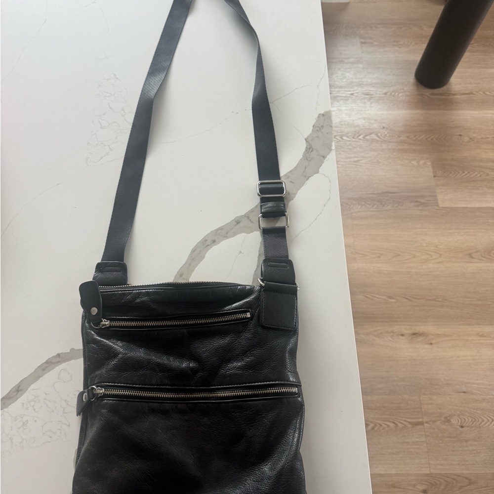 Margot Black Leather Crossbody Bag